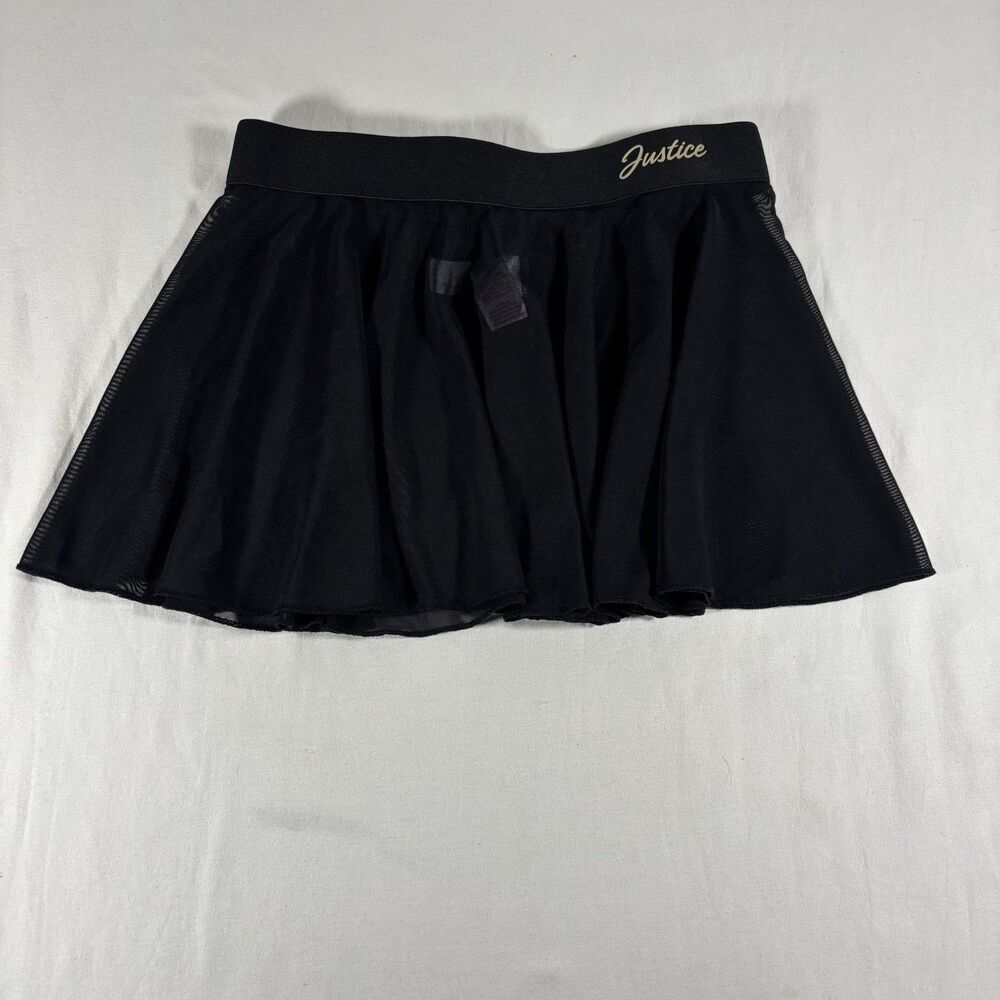 Justice Girls Black Mesh Skater Skirt Size M 10